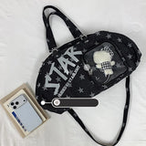KYLETHOMASW  -  Star Print Bowling Ita Bag Large Capacity Denim Shoulder Bag Clear Window Crossbody Handbag Adjustable Strap Women Casual Bag