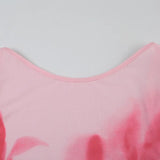 KYLETHOMASW  -  Printed crop exposed short T-shirt with big backless and sexy short sleeved top, pure desire for spicy women's clothing