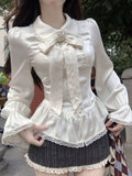 KYLETHOMASW  -  French Elegant Sweet Preppy Style 3 Pieces Set Women Retro Vest + Blouse + Skirts Harajuku Vintage Design Korean Popular Clothes