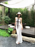 KYLETHOMASW  -  Women Knit Strapless Backless Bowknot Long Midi Dress 2025 Summer Sexy Night Club Party Evening Holiday Street White Dresses