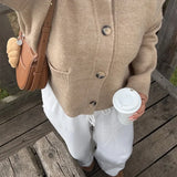 KYLETHOMASW  -  Autumn Winter Women Knitted Sweater Lazy O-Neck Long Sleeve Pocket Button Female Cardigan Casual Lady Street Outwear