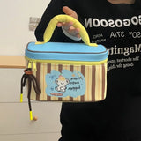 KYLETHOMASW  -  Portable Multi Functional Cute Makeup Bag Large Capacity Cartoon Puppy Handheld Cosmetic Case Zipper Square Lunch Bag Girls