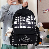 KYLETHOMASW  -  High-capacity Patchwork Contrast Color Plaid Backpack Streetwear Preppy Schoolbags Y2k All Match Backpacks for Women Students