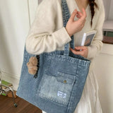 KYLETHOMASW  -  Denim Large Capacity Bag Shoulder Bags Casual Tote Spacious Durable Bolsos mujer Bolsa Comfortable Bolso New Fashion Bolsas