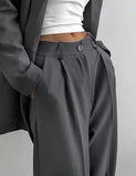 KYLETHOMASW  -  Minimally Sophisticated Suit with Wide Leg Pants for Women Spring New High Waisted Drape