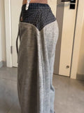 KYLETHOMASW  -  Unique Street Low Waist Patchwork Design Casual Pants Women Autumn Winter New Sle Slim Straight Leg Floor-Length Pants American