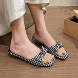 KYLETHOMASW  -  Bow Women Slippers Elegant Wedges Shoes Casual Beach Sandals New Fashion Walking Flip Flops Dress Trend Mujer Sandalias