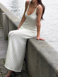 KYLETHOMASW  -  Elegant Women's Knit Dress Fashion Ribbed Sleeveless Beach Vacation Maxi Dress Summer New Party Women's Casual Dress