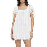 KYLETHOMASW  -  Womens Tie Back Tops Round Neck Ruffle Short Sleeve Shirts Cute Tee Summer Trendy Tunic