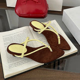 KYLETHOMASW  -  Spring Summer Female Flip flops Women Heeled Slippers Sandals Pumps Fashion Pointed Toe Ladies Low Heel Slides Slippers Shoes