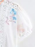 KYLETHOMASW  -  European and American style new elegant dress floral print hollow design large swing skirt