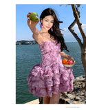 KYLETHOMASW  -  3DThree Dimensional Floral Rose Vintage Waist Cinched Strapless Mini Dress Women Summer Sleeveless Runway Dreses Female Clothing