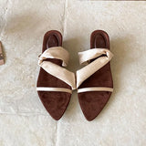 KYLETHOMASW  -  Fashion Wedges Slippers Shoes For Ladies Luxury Female Footwear Pointed Toe Women Heeled Slippers Slides Sandals Shoes