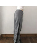 Kylethomasw  Woman Cotton Pants Loose Trousers Elastic Waist Sweatpants Straight Leg Cargo Simple Pants Casual Streetwear All-match Ins