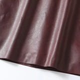 KYLETHOMASW  -  Winter French Minimalist Burgundy Leather Skirt With High Waist Zippers Straight Leg Mini Skirts Womens