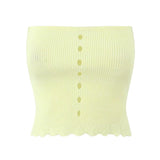 KYLETHOMASW  -  Sexy Chic Cropped Sweater Vest Yellow Spring Summer Knitted Hollow Out Women Ladies Knitwear Sweater Jersey Crop Top New