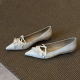 KYLETHOMASW  -  Genuine Leather Pointed Toe Women Flats Shoes Shallow Loafers Shoes Casual Walking Shoes Woman Sandals Trend Fashion Comfortable