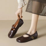 KYLETHOMASW  -  Retro Belt Strap Mary Janes Woman Lolita Flats Shoes Square Toe Cozy Slip On Loafers Female Solid Pu Leather Mocasines De Mujer