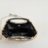 KYLETHOMASW  -  Women Sequins Evening Clutch Bag Rhinestone Circular Ring Top Handle Metal Chain Crossbody Bags Wedding Party Handbags