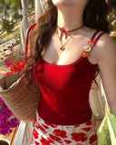 KYLETHOMASW  -  Dopamine Outfit Suit with Padded Camisole Women's Summer High Waist Printed Skirt and Hip Skirt Two-piece Set