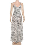 KYLETHOMASW  -  Backless Elegant See Through Maxi Dress Women Polka Dots Print Low-Neck Sleeveless Summer Holiday Ruched Sexy Outfits