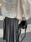 KYLETHOMASW  -  Large Vintage Plaid Skirts for Woman Autumn New Design Pleated Skirt Korean Fashion Faldas Long Elastic Waist Skirts