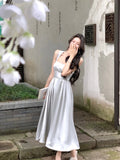 Kylethomasw Summer New Elegant Casual Party Mid-length Dress Sleeveless Vintage A-Line Solid Chic Prom Wedding Vestidos Female Clothes Robe