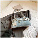 KYLETHOMASW  -  Women's Denim Silver Shoulder Bag Sweet Daily Casual Tote Underarm Bags Female Fashion New Luxury Small Handbags and Purses
