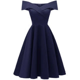 KYLETHOMASW  -  New Vintage Women Summer Dresses Off Shoulder V-Neck Retro 50s 60s Elegant Dress Sexy Rockabilly Party Dress Midi Vestidos