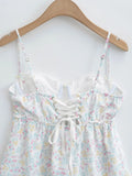 KYLETHOMASW  -  Babydoll design straps adjustable dress women eyelet lace underwire cups summer dress floral print ladies dress
