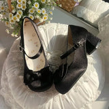 KYLETHOMASW  -  Original Lolita Style Leather Shoes for Women Spring and Autumn Mary Janes Round Head Sweet Cute Elegant Casual Lady Pupms