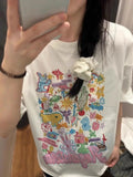 KYLETHOMASW  -  Japanese Fun Cartoon Graffiti Doll Printed Short Sleeve T-shirt Women Fresh College Style Sweet Spicy Ins Top