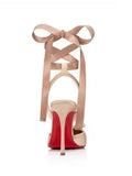 KYLETHOMASW  -  Summer New French Girls' Ballet High Heels Satin Ribbon Ballet Bow Hooded Sandals