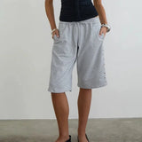 KYLETHOMASW  -  Women Y2k Baggy Sweat Shorts Studded Gym Knee Length Capri Shorts Elastic Waist Drawstring Loose basketball Short Pants