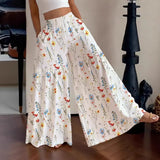 KYLETHOMASW  -  Summer Floral Pants Women's High Waist Loose Thin Wide Leg Skinny Versatile Straight Pants