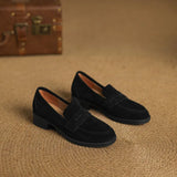 KYLETHOMASW  -  Kid Suede Penny Loafers Women Handmade Autumn Winter Casual Shoes Ladies Leisure Slip-on Creeper Flats Brown Size 34-43