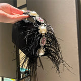 KYLETHOMASW  -  Fashionable Pearl Embedded Diamond Satin Handbag Women's New Square Bag Evening Dress Bag Small Crowd Design