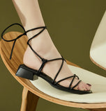 KYLETHOMASW  -  Strap Low Heel Sandals for Womens Summer New Roman Strap Toe Fashion Flat Shoes for Women's Designer Sandals Ladies Shoes