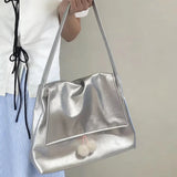 KYLETHOMASW  -  Korean Fashion Simple Office Lady Underarm Bag Soft Pu Leather Vintage Bags for Women Y2k Aesthetic Solid Chic Shoulder Handbags
