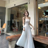 KYLETHOMASW  -  Mint Mesh Strapless Dress Summer Slimming Atmosphere New Style Elegant Temperament High-end Waist-cinching Vacation