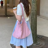 KYLETHOMASW  -  Korean Corduroy Shoulder Bags Niche Versatile Large Capacity Canvas Bag for Women