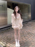 KYLETHOMASW  -  Sweet Style Pink Floral Spaghetti Strap Dress Women 2026 Spring New Elegant Slim Fit Clothes Korean Fashion Design Short Dresses