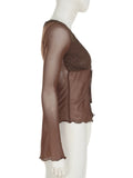 KYLETHOMASW  -  Retro V-neck lace border cardigan hot and spicy light cooked style thin cut see through long sleeved sunscreen jacket