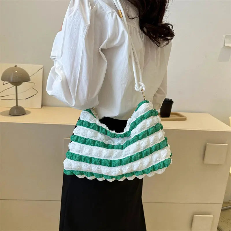 Kylethomasw Cotton Cloud Bag for Women Bubble Tote Wrinkle Quilted Fashion Shoulder Crossbody Bags Female Underarm Bag Summer Korean