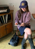 KYLETHOMASW  -  Harajuku Striped T Shirts Women Streetwear Embroidery Patchwork Tops Fashion Korean Long Sleeve Tees Autumn Casual Clothes New