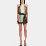 KYLETHOMASW  -  New Sleeveless Elegant Simple Party Dress Women Summer Holiday Backless Chic Mini Dress Striped Patchwork Dress for Women
