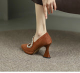 KYLETHOMASW  -  Summer New Fashion Pointed Toe Shallow Mouth Pumps Women Shoes  Thick Heel Black Simple Work Shoes