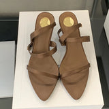 KYLETHOMASW  -  Summer White Sandal For Women 2025 Fashion Corss Ankle Buckle Strap Ladies Shoes Pointed Open Toe Thin Low Heels Sandalias