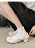 KYLETHOMASW  -  Round Toe JK Women Mary Jane Shoes Ladies Concise Outdoor Butterfly-knot Pumps Spring Autumn Women's Leather Shoes