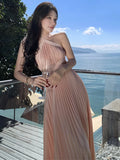 KYLETHOMASW  -  Women Summer New Long Dresses A-line Slim Chic Evening Party Wedding Prom Robe  Fashion One Piece Clothing